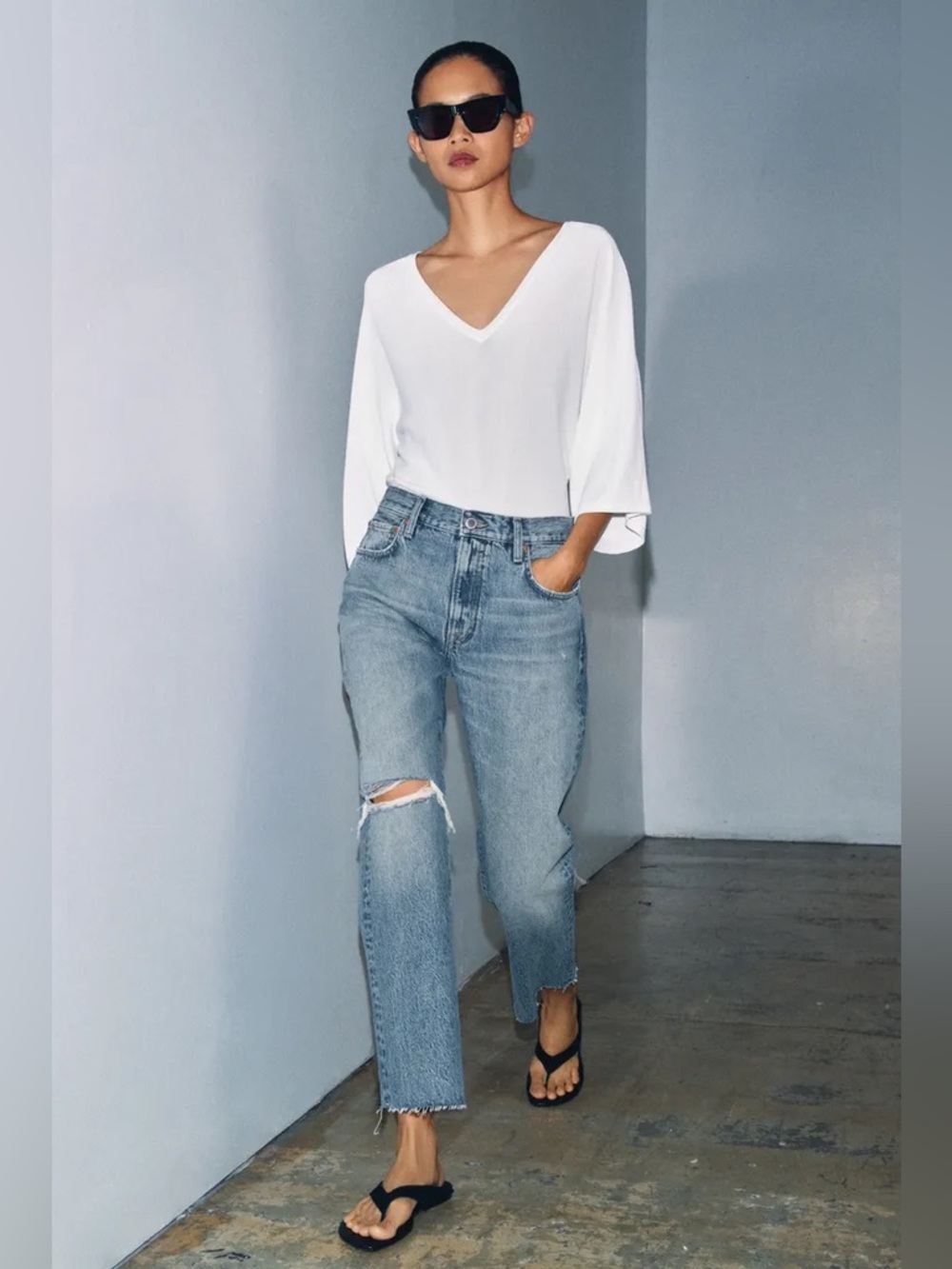 Zara Distressed Light Blue Jeans